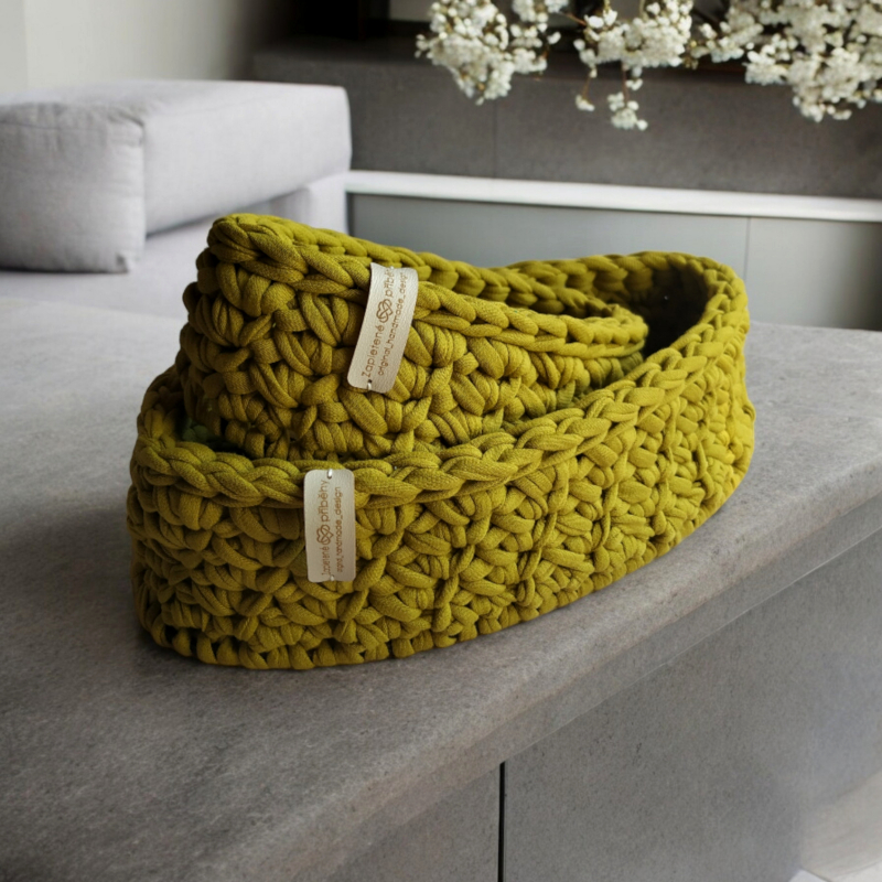 hackovany kosik set sada zelena khaki oliva